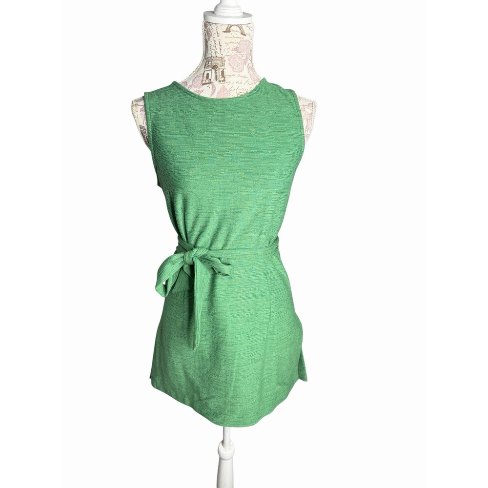 Ann Taylor Factory Women Green Casual Dress Tunic Top XS NWT Woven Tie Belt $60